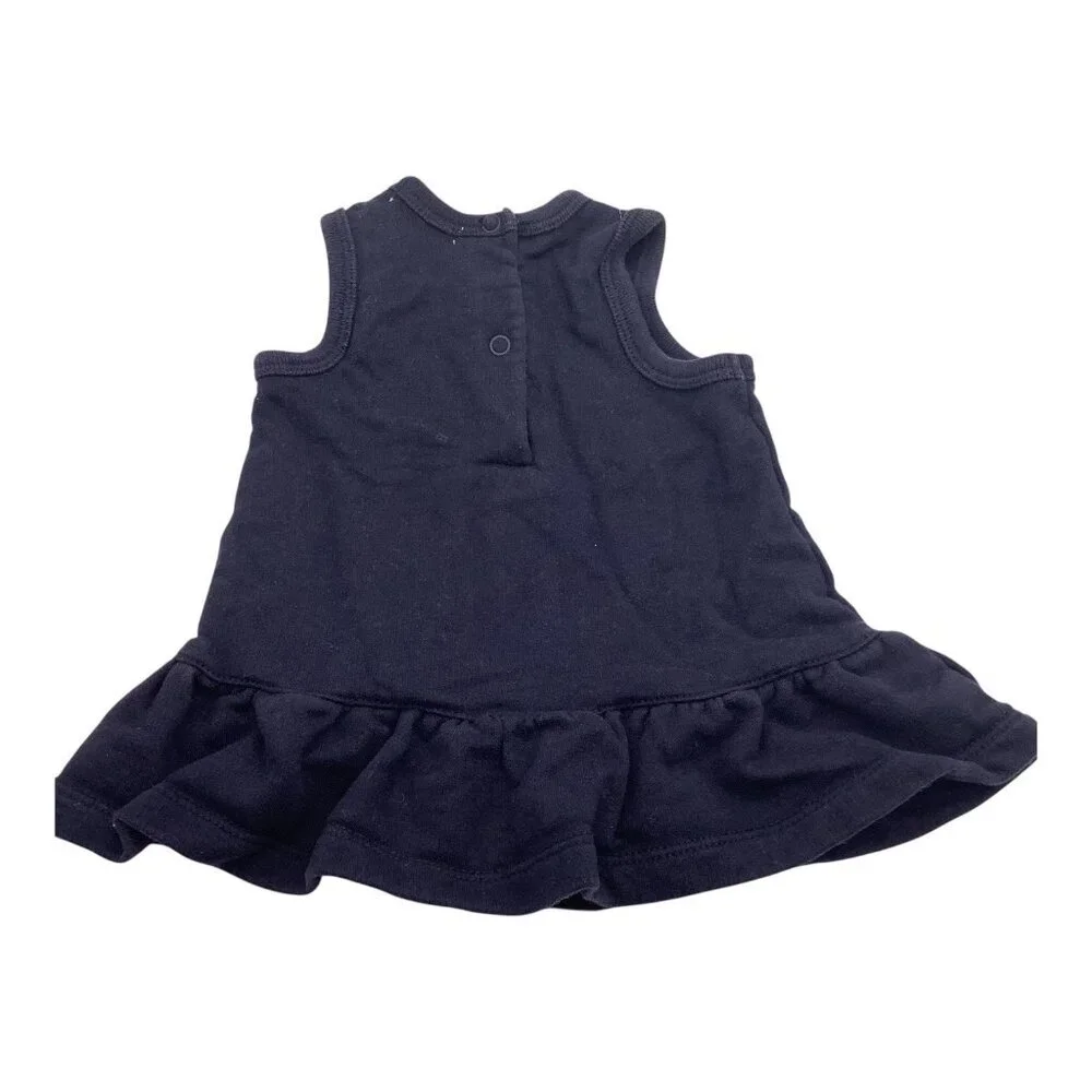 Ralph‎ Lauren Dress Girls 3 Months Sleeveless Navy Blue Ruffle Hem Cotton